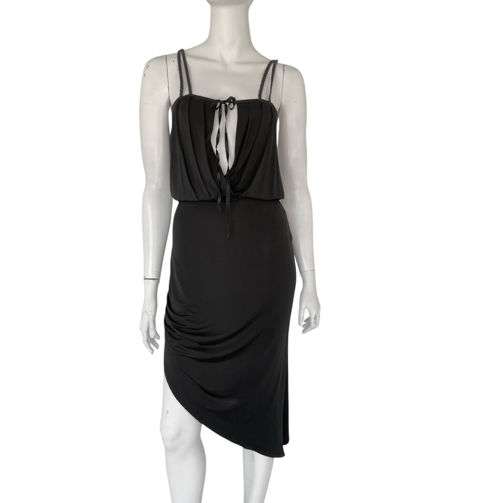 BEBE sexy keyhole slinky ruched asymmetrical dress sz S